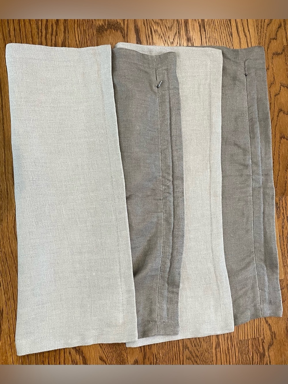 S/2 Pottery Barn 100% Linen Pillow Covers Grey/Blue Reversible 20 Inch-Coastal